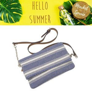 Market & Spruce Blue Stripe Fold Over Crossbody